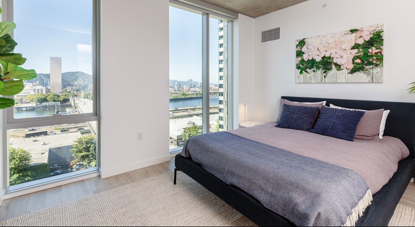 bedroom with views of the waterway