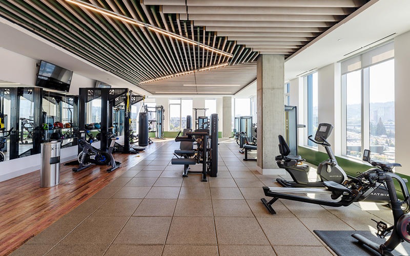 a gym with exercise equipment