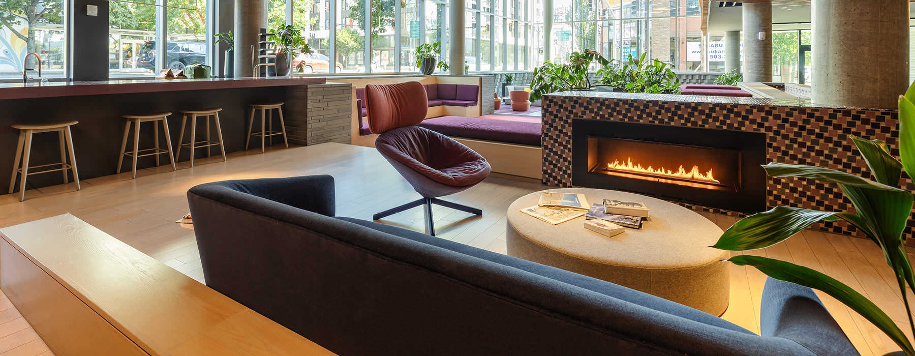 clubhouse with fireside seating