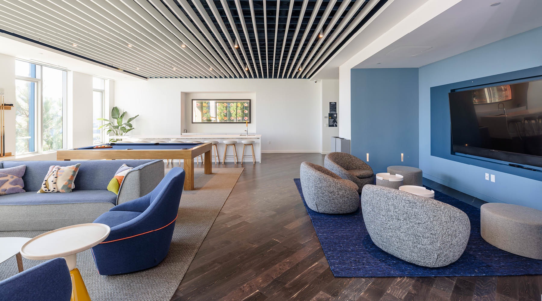 tv viewing area in clubhouse