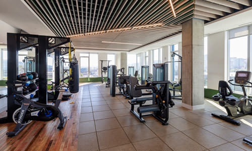 well lit fitness center